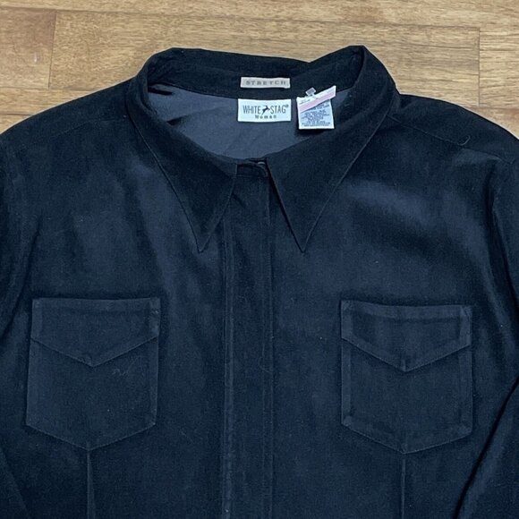 White Stag Microfiber Zip Up Shirt Jacket Shacket Womens Plus Size 26W Black NWT - Picture 2 of 12